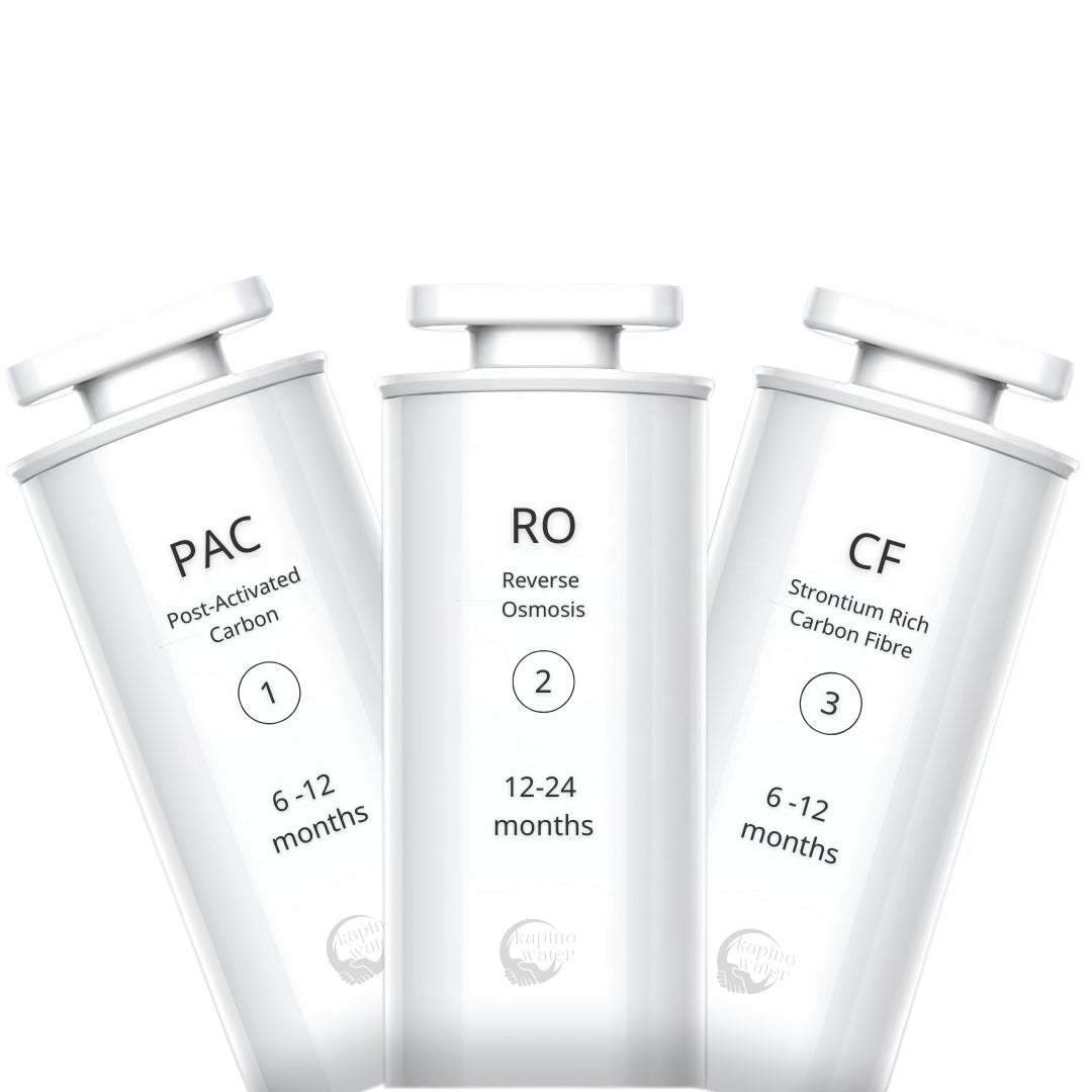 Complete replacement set of 3 water filters: PAC, RO, and CF-Strontium (SKU 204).