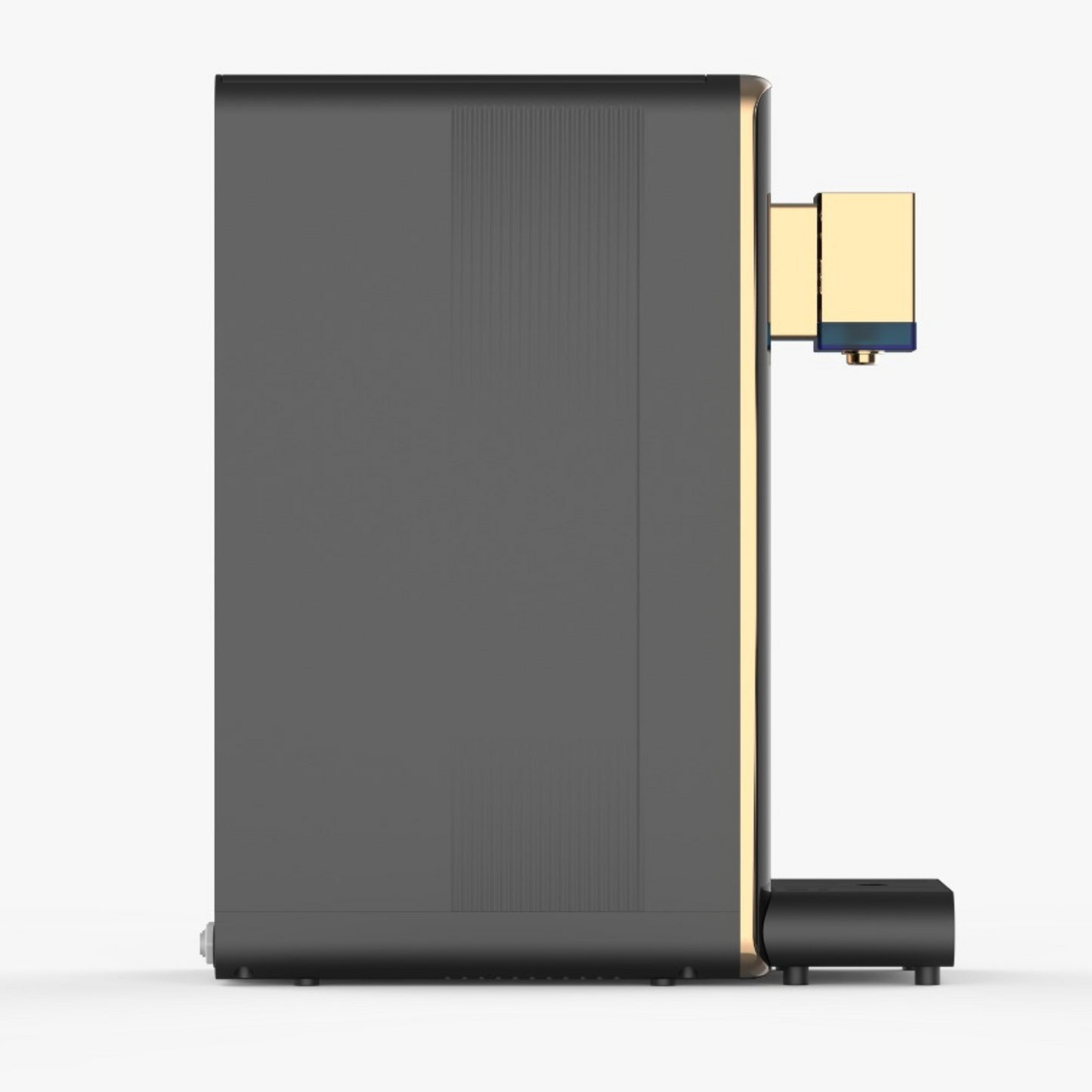 Side view of the KW-01 hydrogen water dispenser highlighting the direct plumb-in connection.