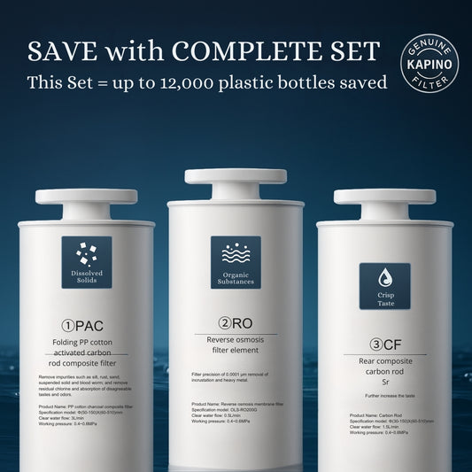 Replacement filter bundle containing PAC, RO membrane, and CF Strontium filters.