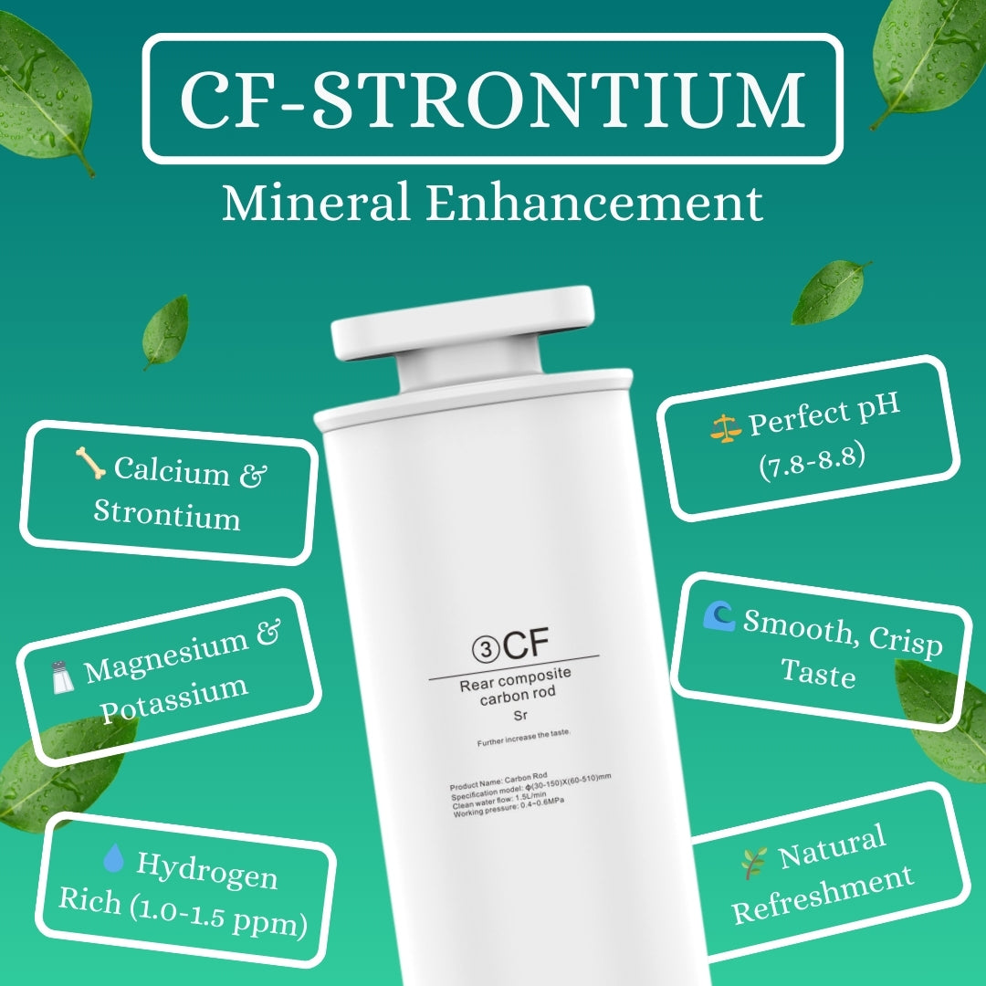 Strontium-enriching CF post-filter for compatible water dispensers.