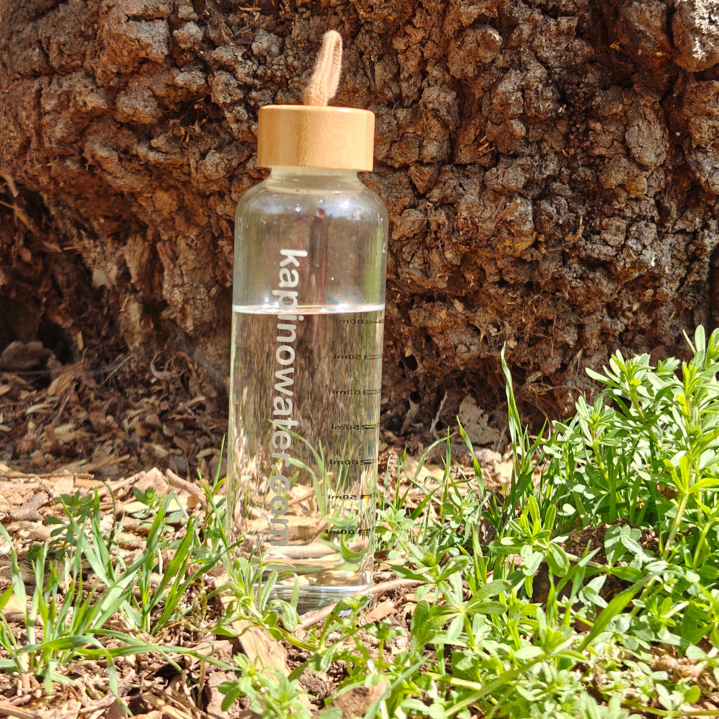 500ml borosilicate bottle inside black protective sleeve with stripe handle.