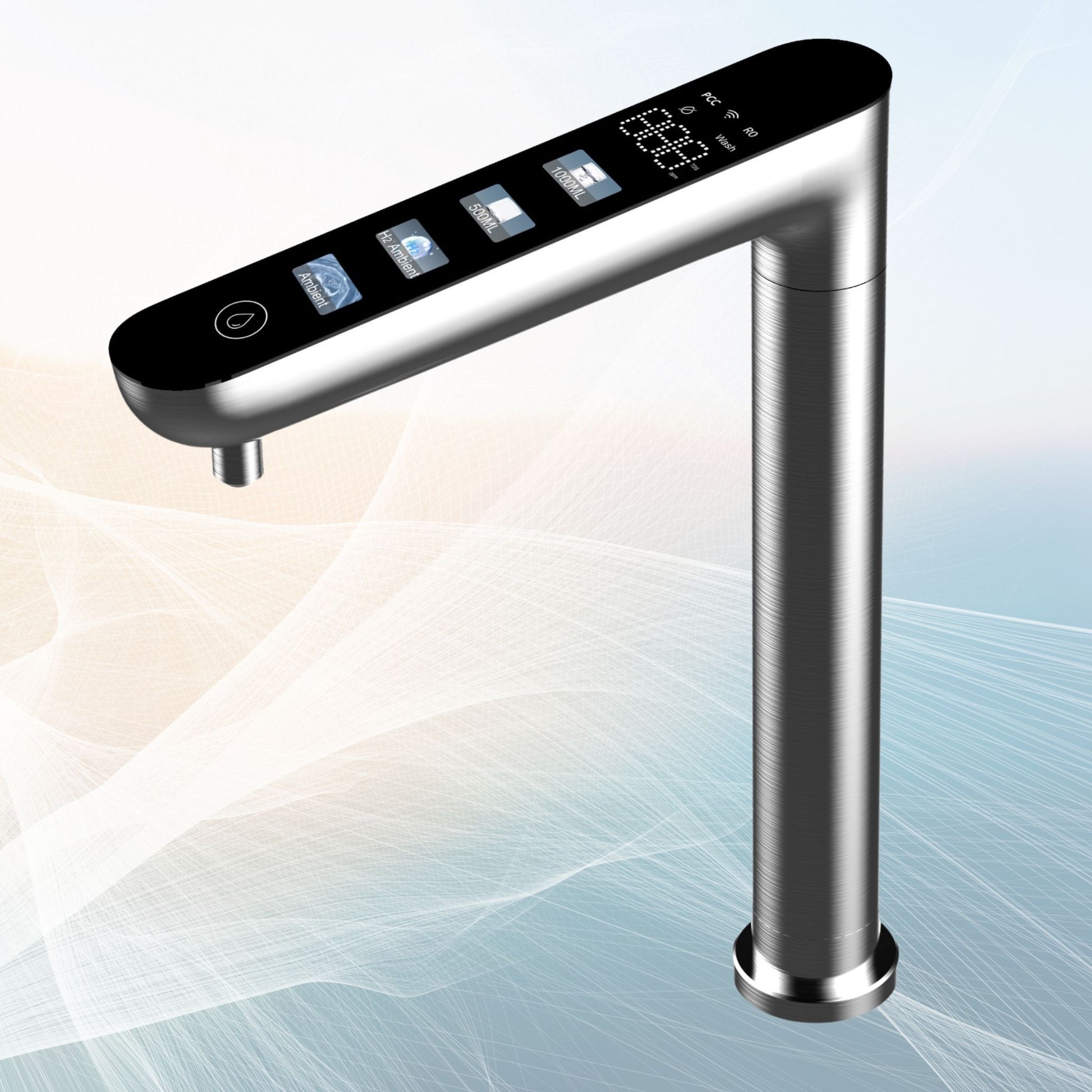 A close-up of the Kapino KW-09's premium smart hydrogen water faucet, showing its modern design.
