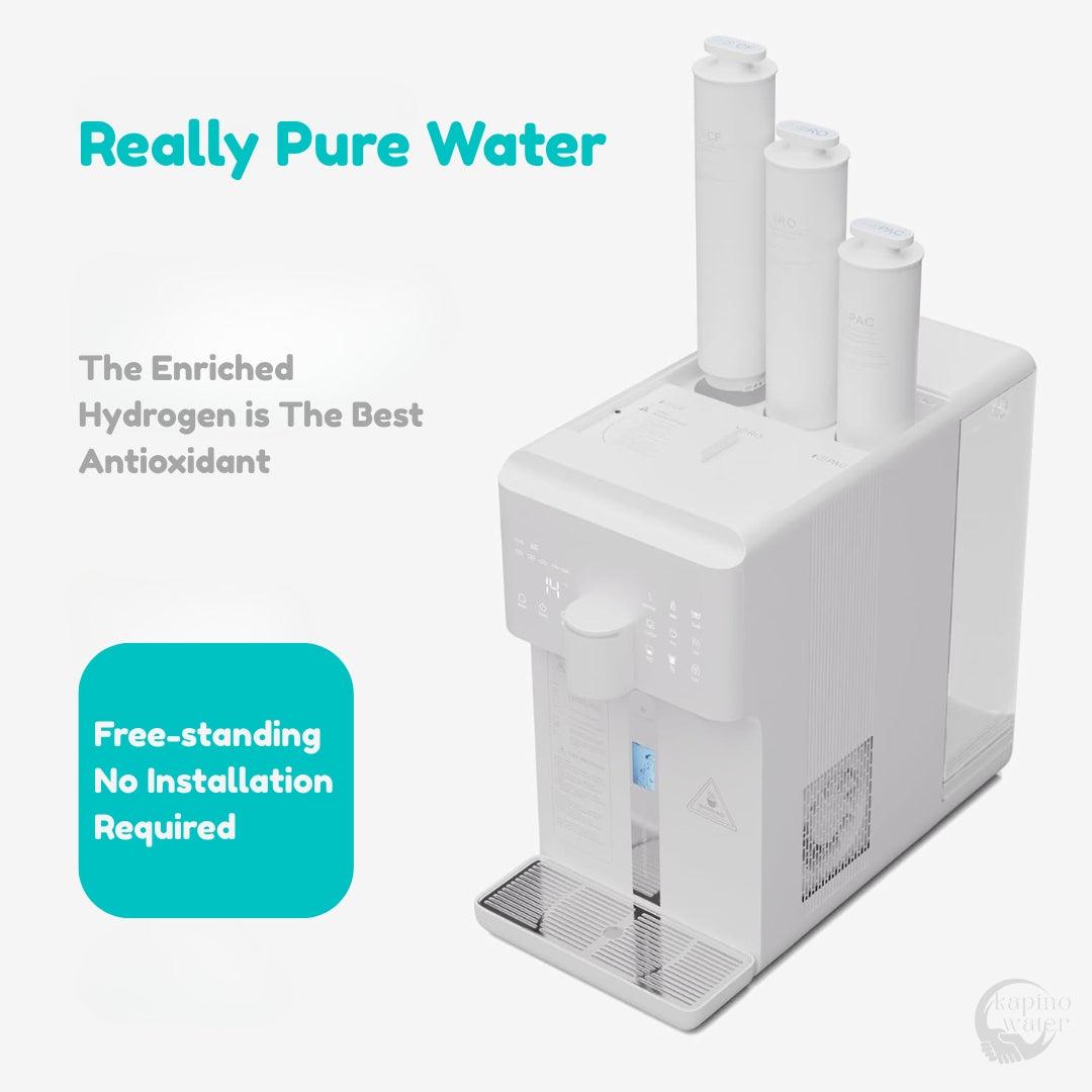 KW-02 freestanding hydrogen dispenser placed conveniently on a countertop.