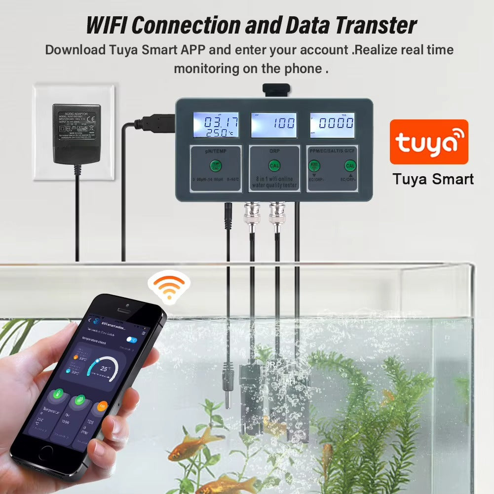 Smart water tester main body with detachable external probes shown (SKU 902).